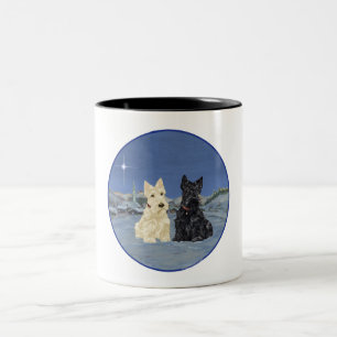 Tasse 2 Couleurs Terriers écossais noirs et roux hiver