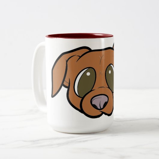 Tasse 2 Couleurs tête de dessin de vizsla (Devant gauche)
