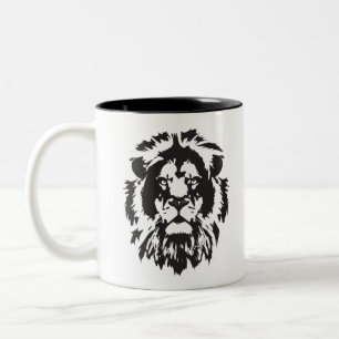 Tasse 2 Couleurs Tête de lion, tatouage de tête de lion