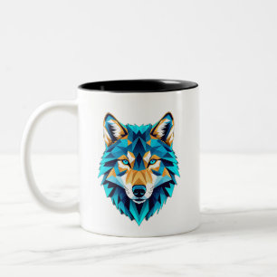 Tasse 2 Couleurs Tête de loup géométrique – Animal en basse polyécl