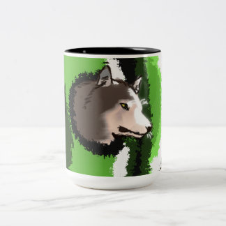 Tasse 2 Couleurs tête de loup pointant dans les buissons