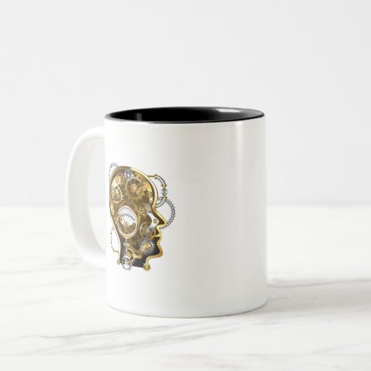 Tasse 2 Couleurs Tête de Steampunk avec manomètre (Devant gauche)