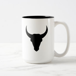 Tasse 2 Couleurs Tête de taureau crâne de cowboy de l'Ouest