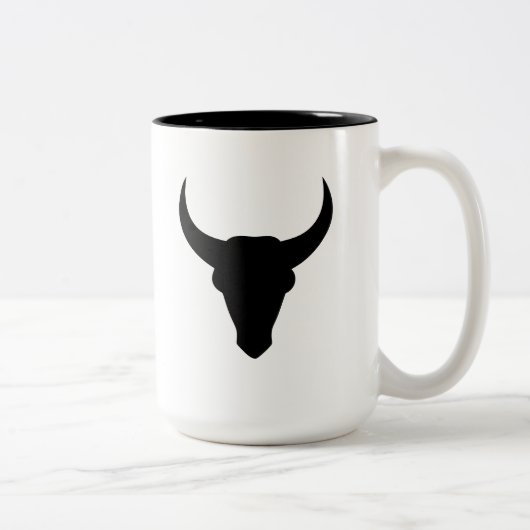 Tasse 2 Couleurs Tête de taureau crâne de cowboy de l'Ouest (Droit)