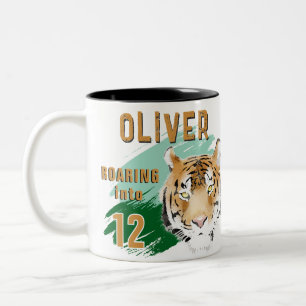 Tasse 2 Couleurs Tête de Tigre Sauvage Aquarelle Anniversaire