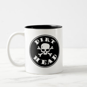 Tasse 2 Couleurs Tête droite, Texte noir avec crâne