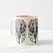 Tasse 2 Couleurs Tête Et Fleurs D'Éléphant (Devant gauche)