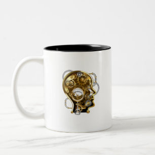 Tasse 2 Couleurs Tête Steampunk avec manomètre