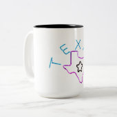 Tasse 2 Couleurs Texas en néons. (Devant gauche)