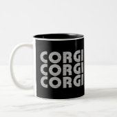 Tasse 2 Couleurs Texte blanc moderne Corgi (Gauche)