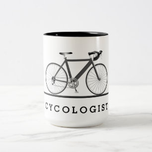 Tasse 2 Couleurs Texte cycliste avec vélo gris