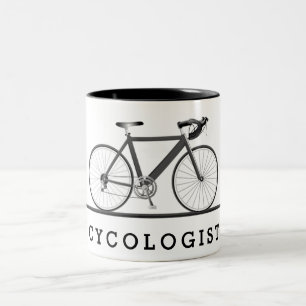 Tasse 2 Couleurs Texte de cycologue avec vélo gris