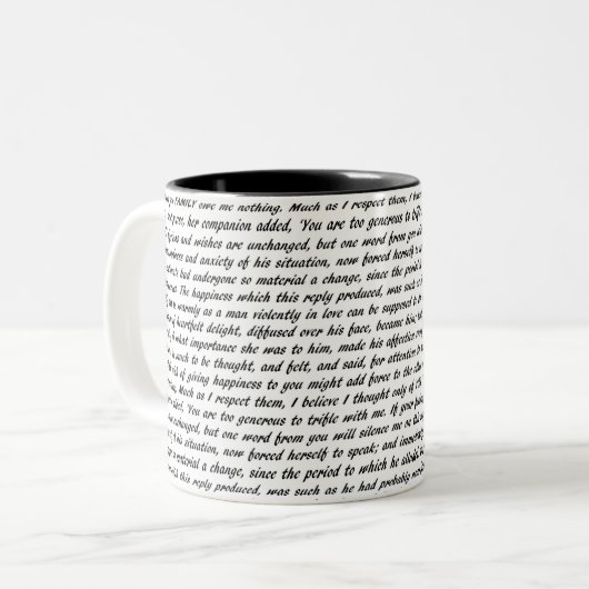 Tasse 2 Couleurs Texte de fierté et de préjudice (Devant gauche)