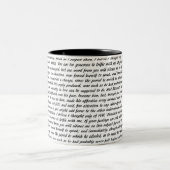 Tasse 2 Couleurs Texte de fierté et de préjudice (Centre)
