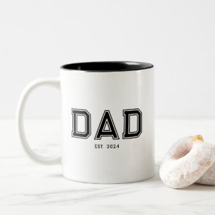 Tasse 2 Couleurs Texte gras minimal noir Papa établi