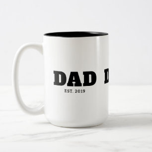Tasse 2 Couleurs Texte Gras Noir et Blanc Année Papa