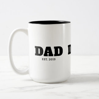 Tasse 2 Couleurs Texte Gras Noir et Blanc Année Papa