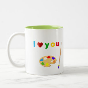Tasse 2 Couleurs Texte multicolore artistique et icônes d'art sur d