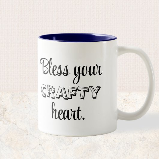 Tasse 2 Couleurs Texte personnalisé, bénissez votre cœur créatif