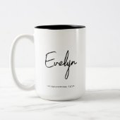 Tasse 2 Couleurs Texte personnalisé du script de nom simple (Gauche)