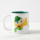 Tasse 2 Couleurs Texte personnalisé Pouce vers le haut Emoji avec C (Gauche)