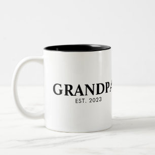 Tasse 2 Couleurs Texte Simple Minimal Grand-père Fondé Année d'Etab
