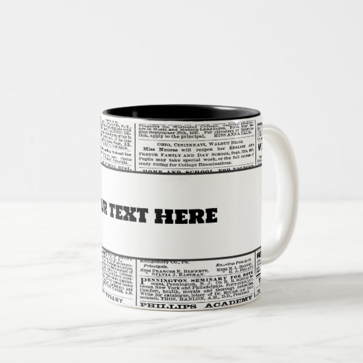 Tasse 2 Couleurs Texture papier d'actualité (Devant droit)