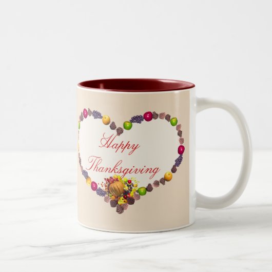 Tasse 2 Couleurs Thanksgiving Heart (Droit)