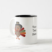 Tasse 2 Couleurs Thanksgiving Turquie mignonne (Devant gauche)