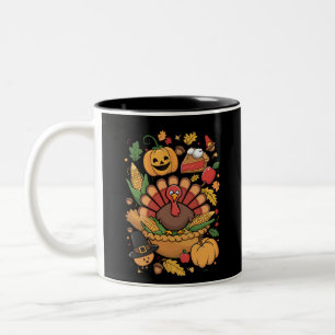Tasse 2 Couleurs Thanksgiving Turquie Thanksgiving Pie Fall Famille