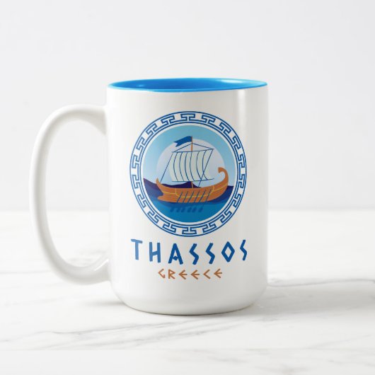 Tasse 2 Couleurs Thassos, Grèce Conception de navires grecs (Gauche)