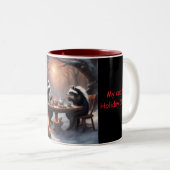 Tasse 2 Couleurs Thé dansant de petits skunks Noël (Devant droit)