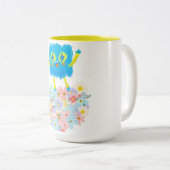 Tasse 2 Couleurs The Happy Blue Scribble on a Bed of Flowers (Devant droit)