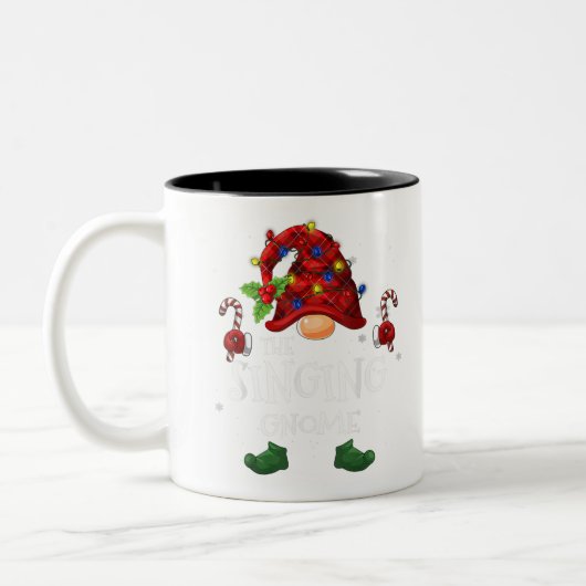 Tasse 2 Couleurs The Singing Gnome Buffalo Plaid Christmas Tree Lig (Gauche)