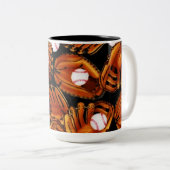 Tasse 2 Couleurs Thème De Baseball (Devant droit)