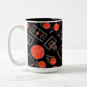 Tasse 2 Couleurs Thème de basket-ball noir et orange