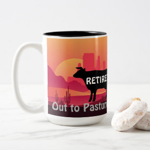 Tasse 2 Couleurs Thème de vache drôle Western retraite en pâture