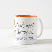 Tasse 2 Couleurs Thérapeute orange de chat tigré (Devant droit)