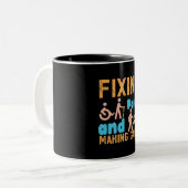Tasse 2 Couleurs Thérapeute physique - Fixer les douleurs et faire  (Devant gauche)