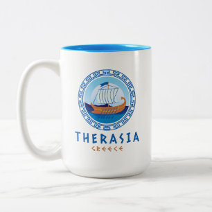 Tasse 2 Couleurs Therasia, Grèce Conception des navires grecs