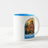 Tasse 2 Couleurs Thessaloniki Greece Agios Pavlos Travel Art Retro (Devant droit)