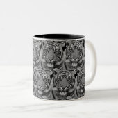 Tasse 2 Couleurs Tiger Motif visage dans les tons gris (Devant droit)