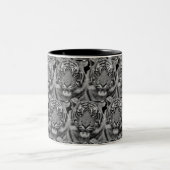 Tasse 2 Couleurs Tiger Motif visage dans les tons gris (Centre)