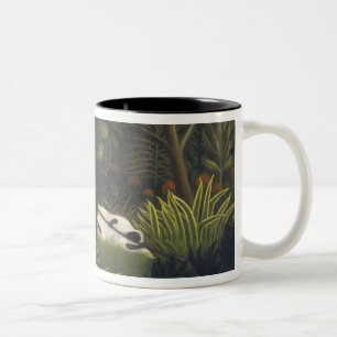 Tasse 2 Couleurs Tigre attaquant un cheval et un homme de couleur
