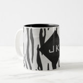 Tasse 2 Couleurs Tigre Monogramme noir et blanc (Devant gauche)