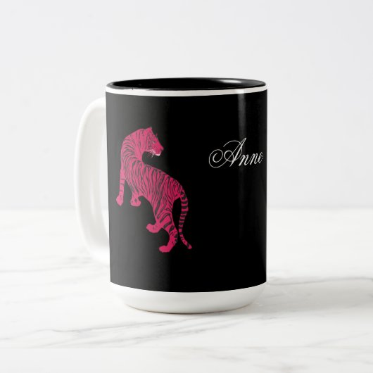 Tasse 2 Couleurs Tigre rose , Chat sauvage (Devant gauche)