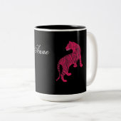 Tasse 2 Couleurs Tigre rose , Chat sauvage (Devant droit)