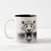 Tasse 2 Couleurs Tigres blancs effrayés 3D Animaux amusants (Gauche)
