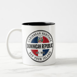 Tasse 2 Couleurs Timbre de Passeport Dominicain Patrimoine des Ca
