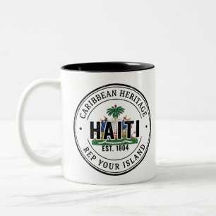 Tasse 2 Couleurs Timbre de Passeport Haïtien   Patrimoine des Caraï